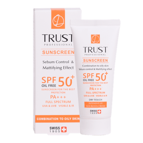 ضد آفتاب بی رنگ و کنترل چربی تراست (پوست مختلط تا چرب) TRUST